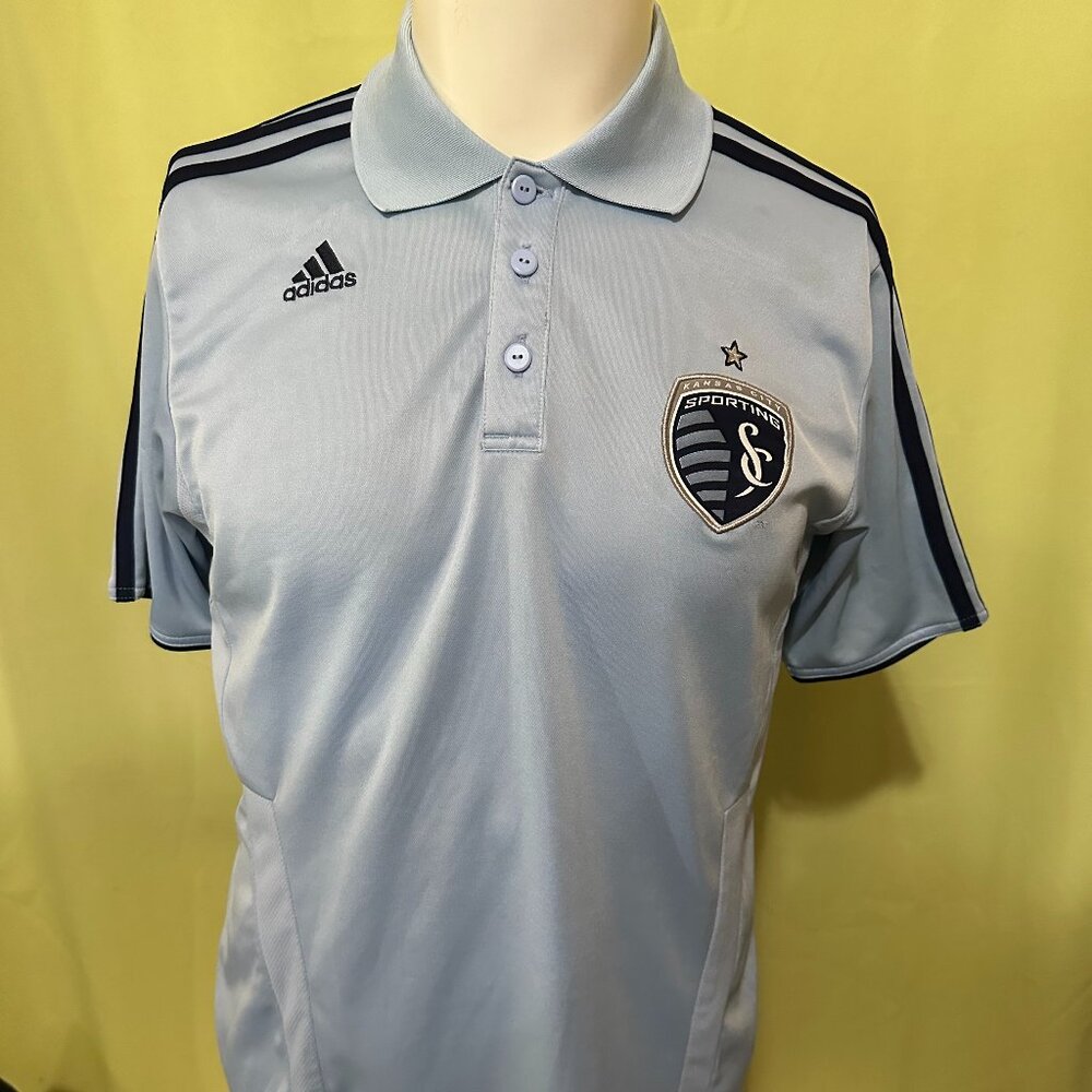 Sporting Kansas City MLS Adidas Men's Blue Polo Shirt Size Medium